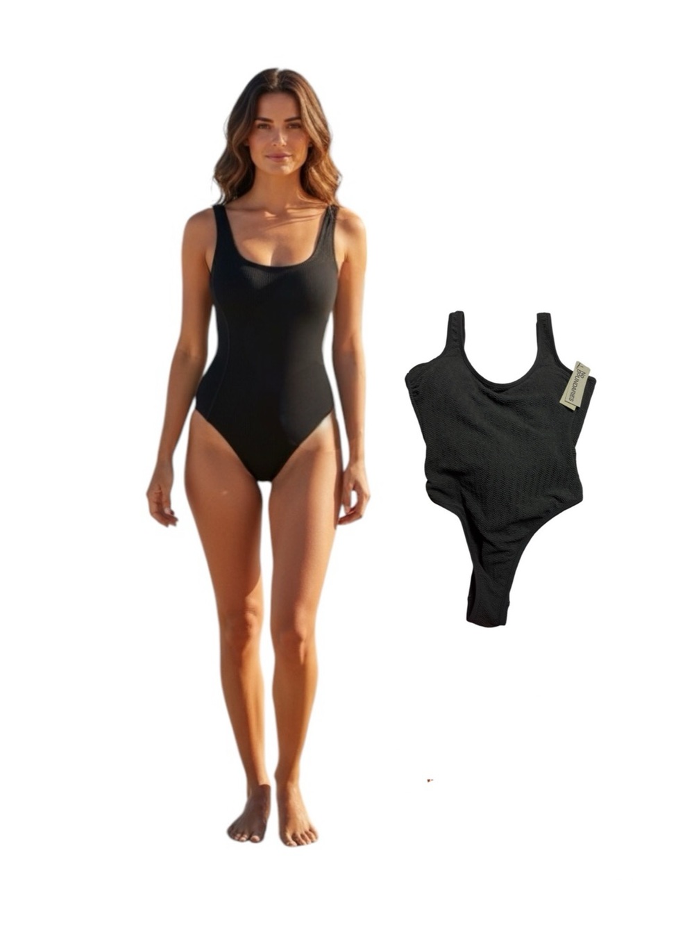 No Boundaries Black Scoop-Back Cheeky High Leg One-Piece Swimsuit